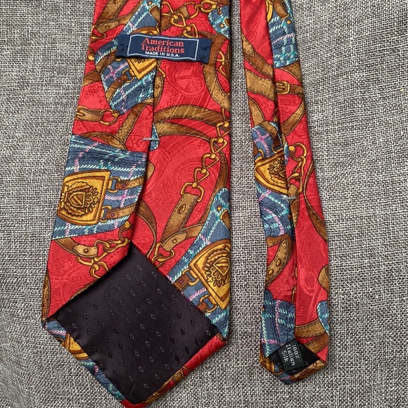 Equestrian Snaffle Bit Saddlebag Rein Red Tie 57 x 4” 100% Silk Italy - Picture 7 of 7